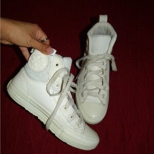 Stylish Women's White High-Top Sneakers